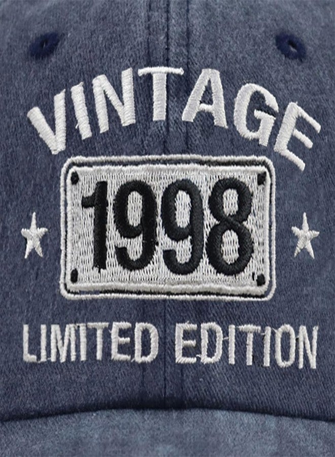 Wanpcaiy Vintage 1998 Limited Edition Hats for Men Women, 27th Birthday Decorations, 27 Year Old Adjustable Embroidered Baseball Cap Retirement Gifts Mom Dad Navy - Image 2